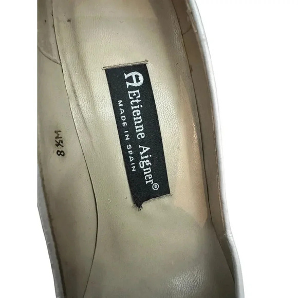 Vintage Etienne Aigner Red Leather Peep Toe Thick Block Heel Size 8.5M - Picture 2 of 7